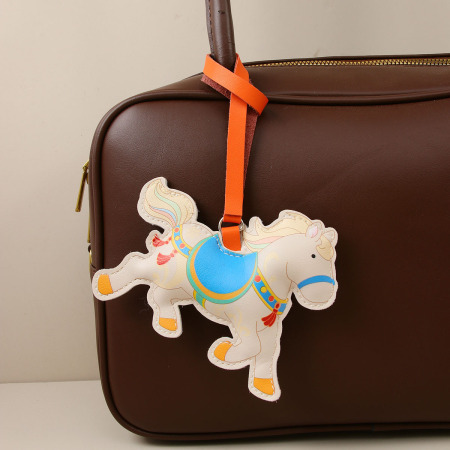 Porte-clés miniatures en polyuréthane pour femme, motif poney, de la série Simple