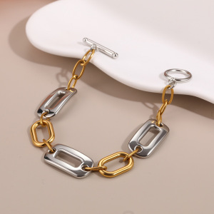 Bracelet Minimaliste Ajouré En Acier Inoxydable, Étanche Et Anti-Ternissement, Couleur Or, Pour Femme h5 Image4