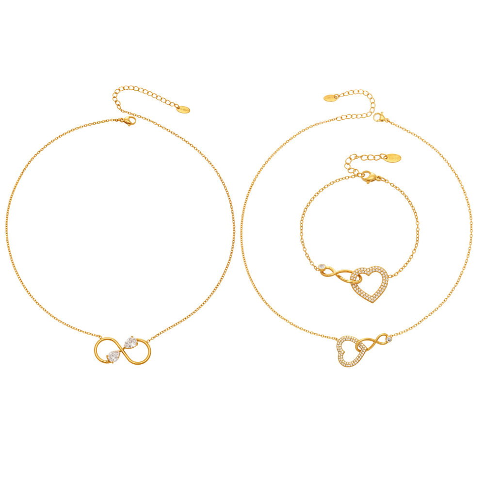 Colliers Pendentifs Pour Femmes En Acier Inoxydable Doré, Imperméables, Anti-Ternissement Et Ornés De Zircon, Représentant Un Cœur Romantique Et L'Infini Image6