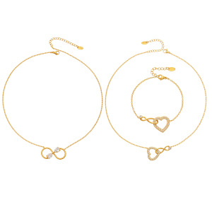Colliers Pendentifs Pour Femmes En Acier Inoxydable Doré, Imperméables, Anti-Ternissement Et Ornés De Zircon, Représentant Un Cœur Romantique Et L'Infini h5 Image6