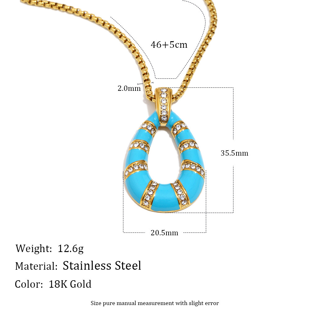 Collier Pendentif Femme Étanche En Acier Inoxydable Cubique Coloré Vintage (1 Pièce) 