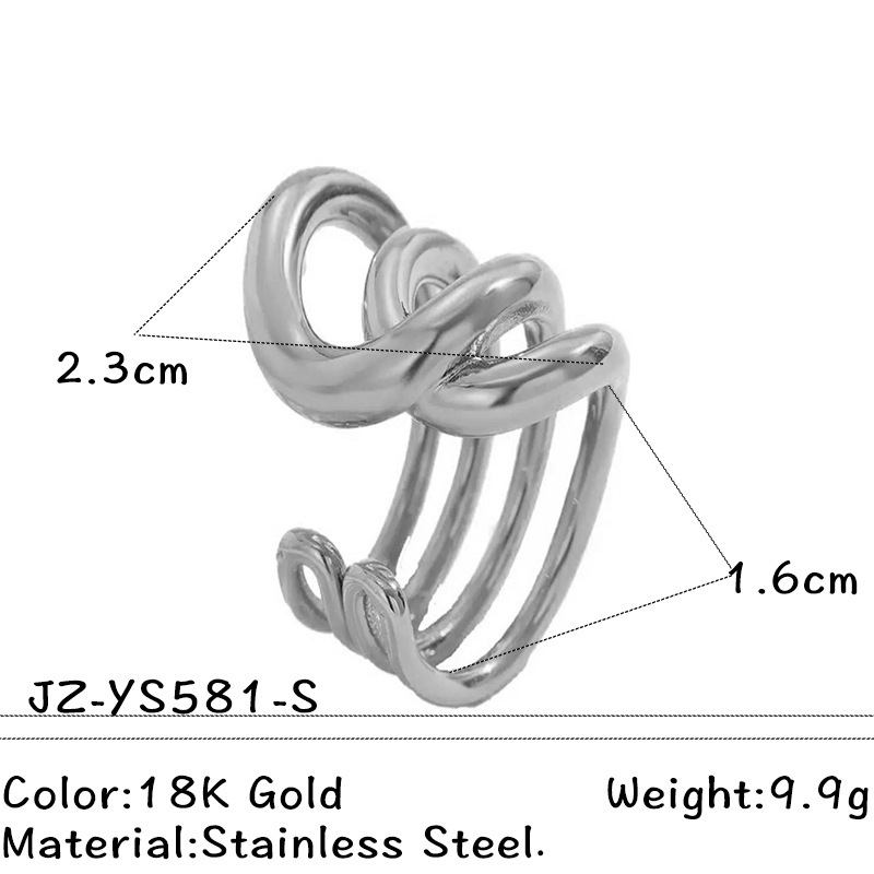 Bague Classique De Forme Irrégulière En Acier Inoxydable, Étanche, Couleur Or. Image2