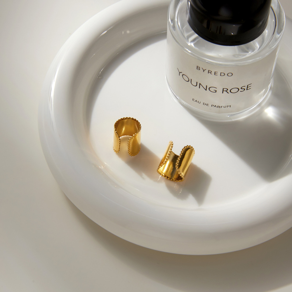 1 Paire De Manchettes D'Oreilles Minimalistes Pour Femmes, En Acier Inoxydable Uni, Étanches, Couleur Or h5Image4