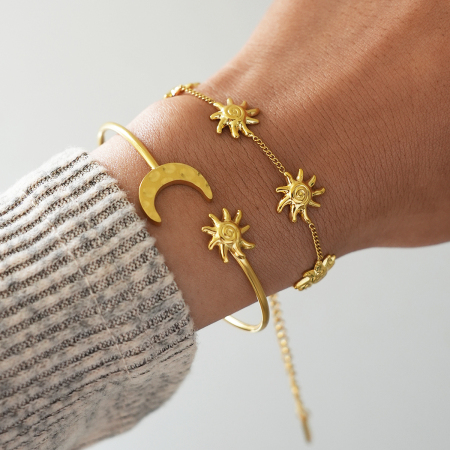 Ensemble de 1 bracelet quotidien pour femme en acier inoxydable, imperméable et anti-ternissement, couleur or