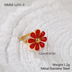 Boucles D'Oreilles Élégantes En Acier Inoxydable, Forme Irrégulière Marguerite, Couleur Or, Imperméables Et Anti-Ternissement h5 