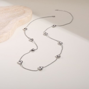 Collier Long Pour Femme, Chaîne Cœur Simple, Acier Inoxydable, Imperméable, Anti-Ternissement, Couleur Or h5 Image4