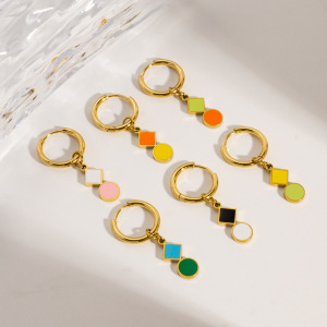 Boucles D'Oreilles Pendantes Pour Femme, En Acier Inoxydable Doré, Imperméables Et Anti-Ternissement, À Motif Géométrique h5 Image4