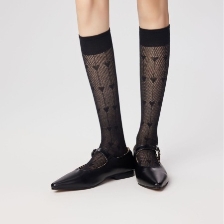 Chaussettes mi-mollet élégantes à motif cœur et rebondissant