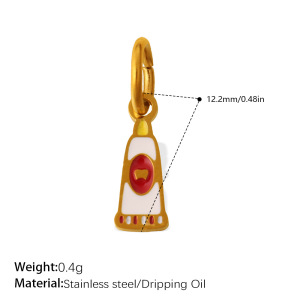 Pendentifs Pour Femmes Yummy Food En Acier Inoxydable Couleur Or, Étanches Et Anti-Ternissement h5 