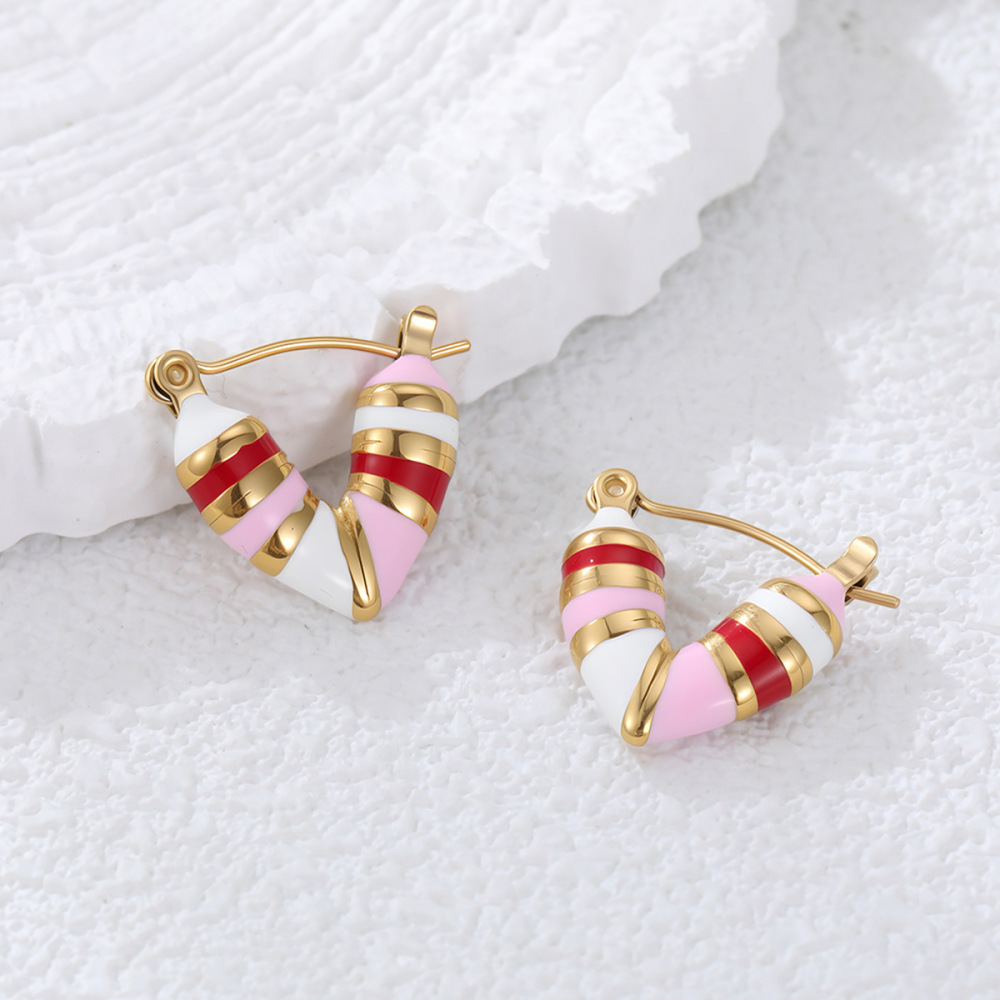 Boucles D'Oreilles Créoles Pour Femmes, En Acier Inoxydable Doré, Couleur Or, Imperméables Et Résistantes Au Ternissement, Motif Cœur. Image4