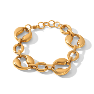 Bracelet Chaîne En Acier Inoxydable Étanche Couleur Or, Forme Irrégulière h5