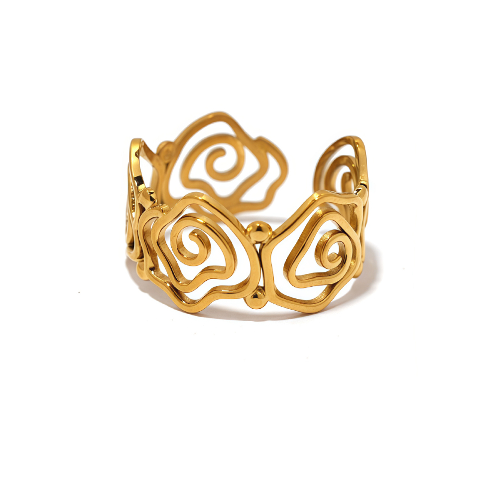 Bague Simple, Imperméable Et Anti-Ternissement En Acier Inoxydable Doré (1 Pièce) 