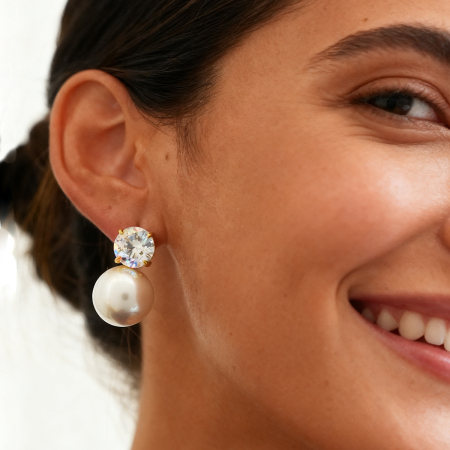 1 paire de boucles d'oreilles puces pour femme, en acier inoxydable hypoallergénique et imperméable, couleur or, de la collection Simple Series