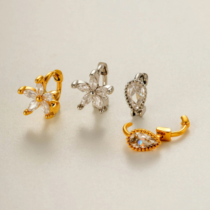 Boucles D'Oreilles Créoles Exquises Pour Femmes, Couleur Cuivre Doré, Ornées De Zircon. h5 Image4