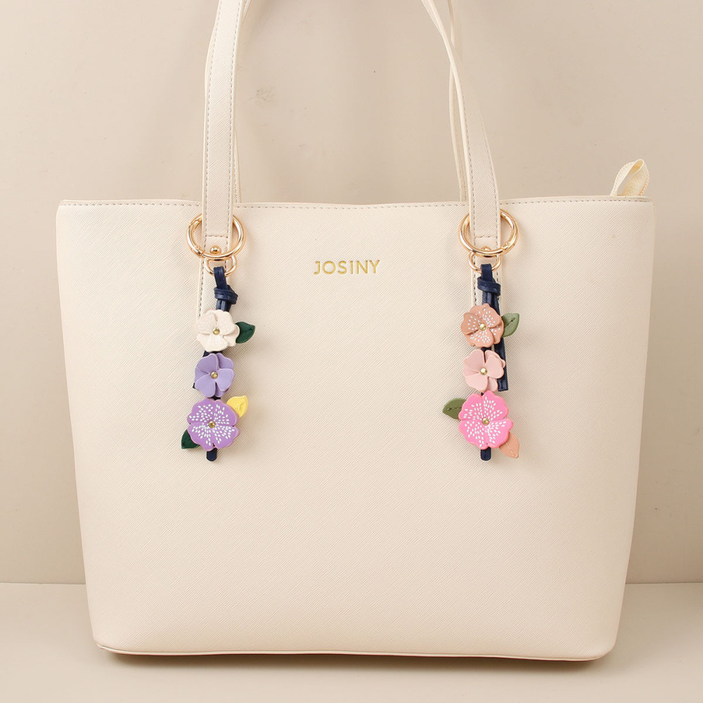 Porte-Clés Pour Sac Femme En Pu, Motif Fleurs Romantiques h5Image2