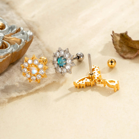 Boucles d'oreilles piercing pour femme, motif animal chic, couleur cuivre doré, imperméables et anti-ternissement, en zircon. 2