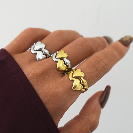 Bague Minimaliste Pour Femme En Acier Inoxydable Doré, Imperméable Et Résistante Au Ternissement, Avec Motif Cœur. 2