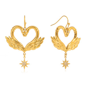 Ensembles De Bijoux Pour Femmes « Cygnes Élégants » En Acier Inoxydable, Étanches, Couleur Or, De La Série Romantique h5 