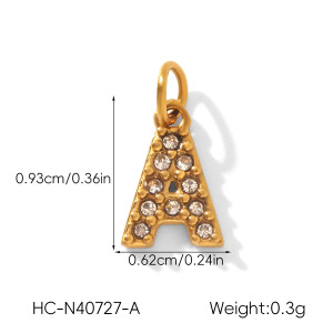 Pendentif Lettre En Acier Inoxydable Étanche Couleur Or Et Zircon h5 Image2