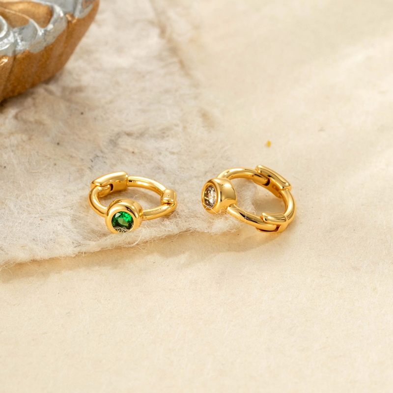 Boucles D'Oreilles Créoles Légères Pour Femmes, Couleur Cuivre Doré, Avec Zircon. Image5