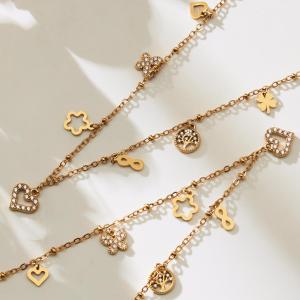 Collier Pendentif Femme En Forme De Cœur, En Acier Inoxydable Étanche, Couleur Or, Avec Zircon (1 Pièce) h5 Image4