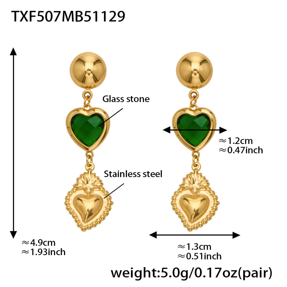 Collier Long Pour Femme En Verre, Acier Inoxydable, Imperméable Et Anti-Ternissement, Couleur Or, Avec Un Cœur Romantique Image2