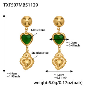 Collier Long Pour Femme En Verre, Acier Inoxydable, Imperméable Et Anti-Ternissement, Couleur Or, Avec Un Cœur Romantique h5 Image2