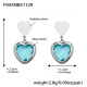 F947 - Boucles d'oreilles en acier et pierre facettée bleu lac Image22