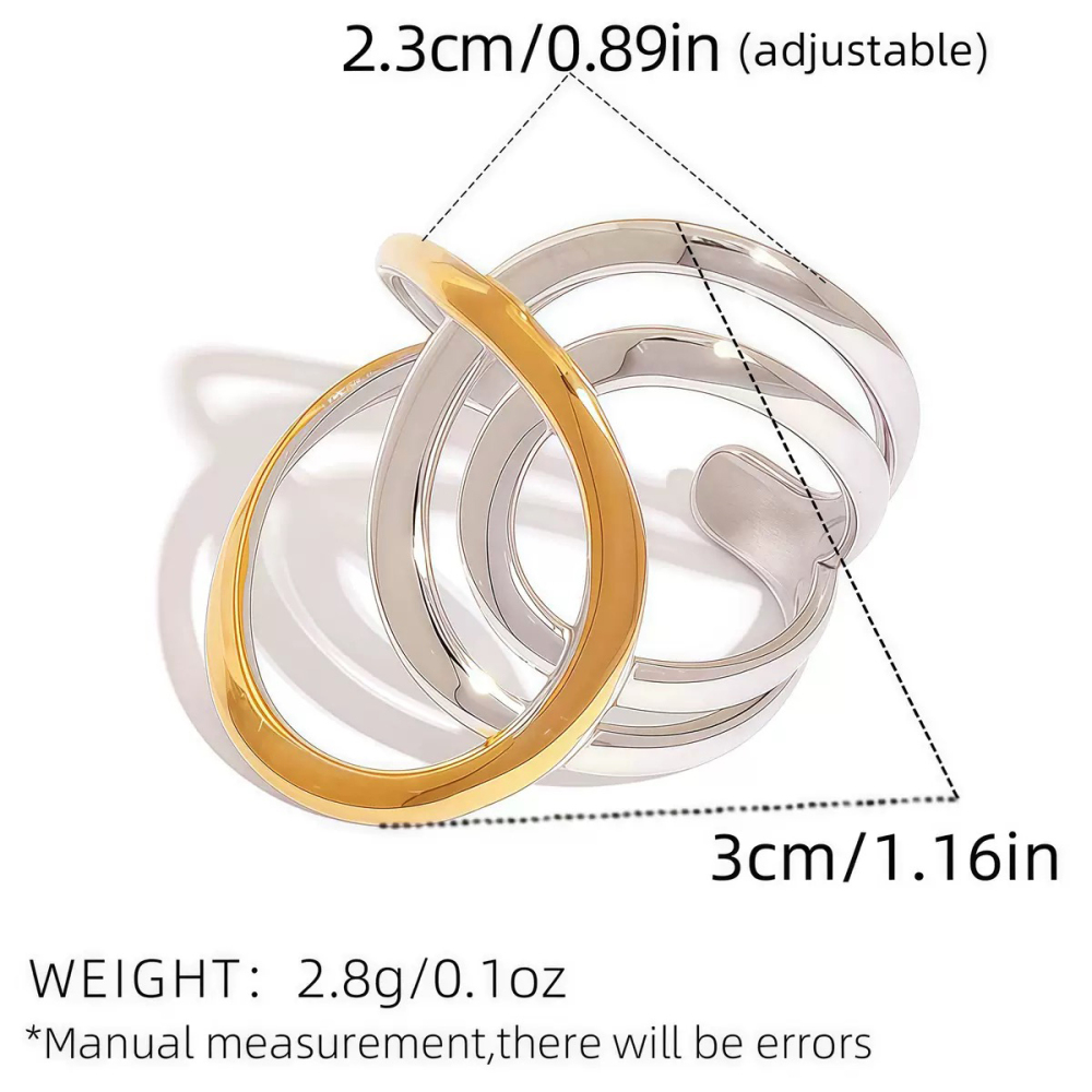 Bague Tendance Quotidienne De Forme Irrégulière, Imperméable Et Anti-Ternissement, En Acier Inoxydable Doré 
