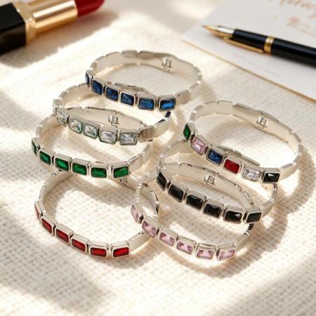 Bracelets pour femmes luxueux en verre rectangulaire, acier inoxydable doré, imperméables et anti-ternissement