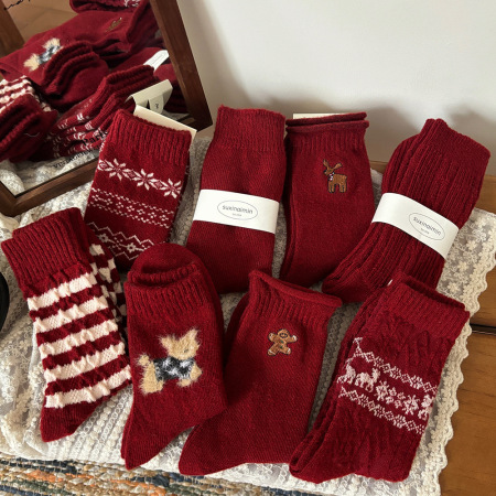 1 Paire De Chaussettes Mi-Mollet Mignonnes Avec Un Motif D'Élan Pour Noël