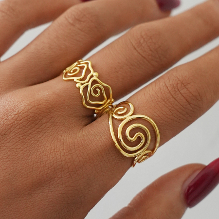Bague simple, imperméable et anti-ternissement en acier inoxydable doré (1 pièce) 2