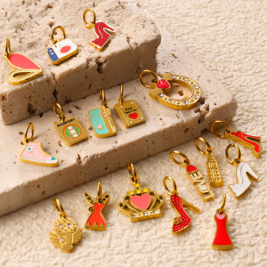 Pendentifs Pour Femmes En Acier Inoxydable Doré, Imperméables Et Anti-Ternissement, Ornés De Chaussures À Talons Hauts Personnalisables h5 Image2