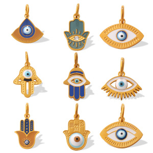 Pendentif Rétro Œil De Diable En Acier Inoxydable Doré Avec Strass, Étanche Et Anti-Ternissement, Pour Femme h5 Image5