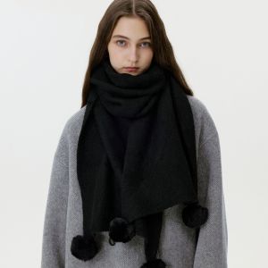 Écharpe D'Hiver Élégante En Polyester Uni À Pompons Pour Femme (1 Pièce) h5 Image3