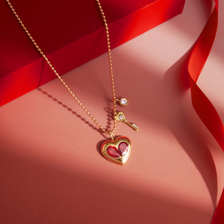 Collier pendentif femme en forme de cœur, en acier inoxydable, étanche et anti-ternissement, couleur or