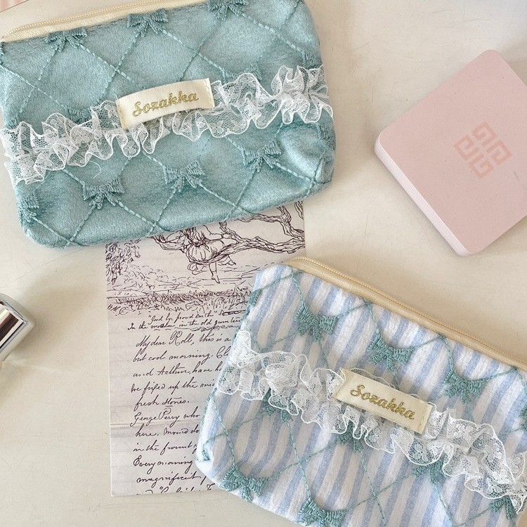 Trousse De Maquillage Pour Femme Avec Nœud Papillon Fleuri, Collection Romantique Image3