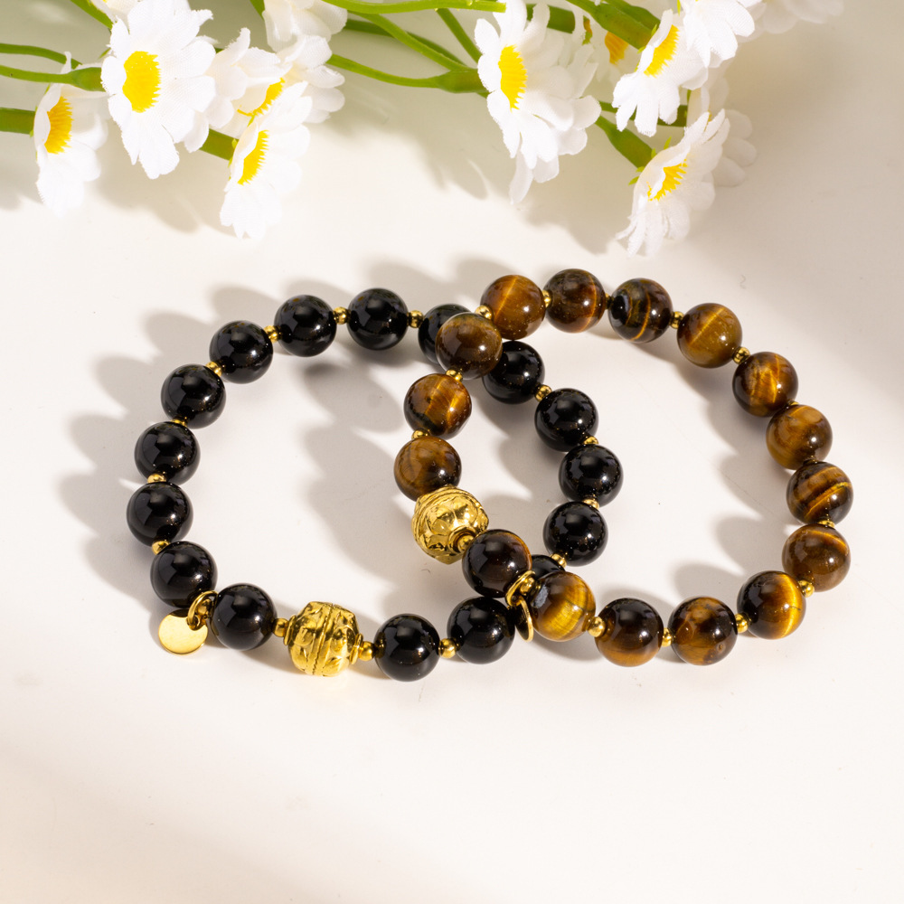 Bracelets De Perles Pour Femmes, Ornés De Magnifiques Pierres Naturelles Couleur Or Image4