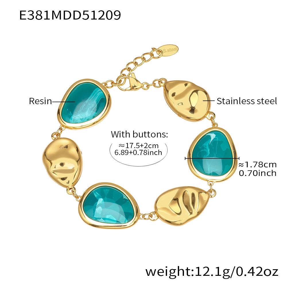 Bracelets À Perles Pour Femmes, Forme Irrégulière, Acrylique, Acier Inoxydable, Couleur Or, Imperméables Et Anti-Ternissement 