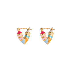 Boucles D'Oreilles Créoles Pour Femmes, En Acier Inoxydable Doré, Couleur Or, Imperméables Et Résistantes Au Ternissement, Motif Cœur. h5 Image5