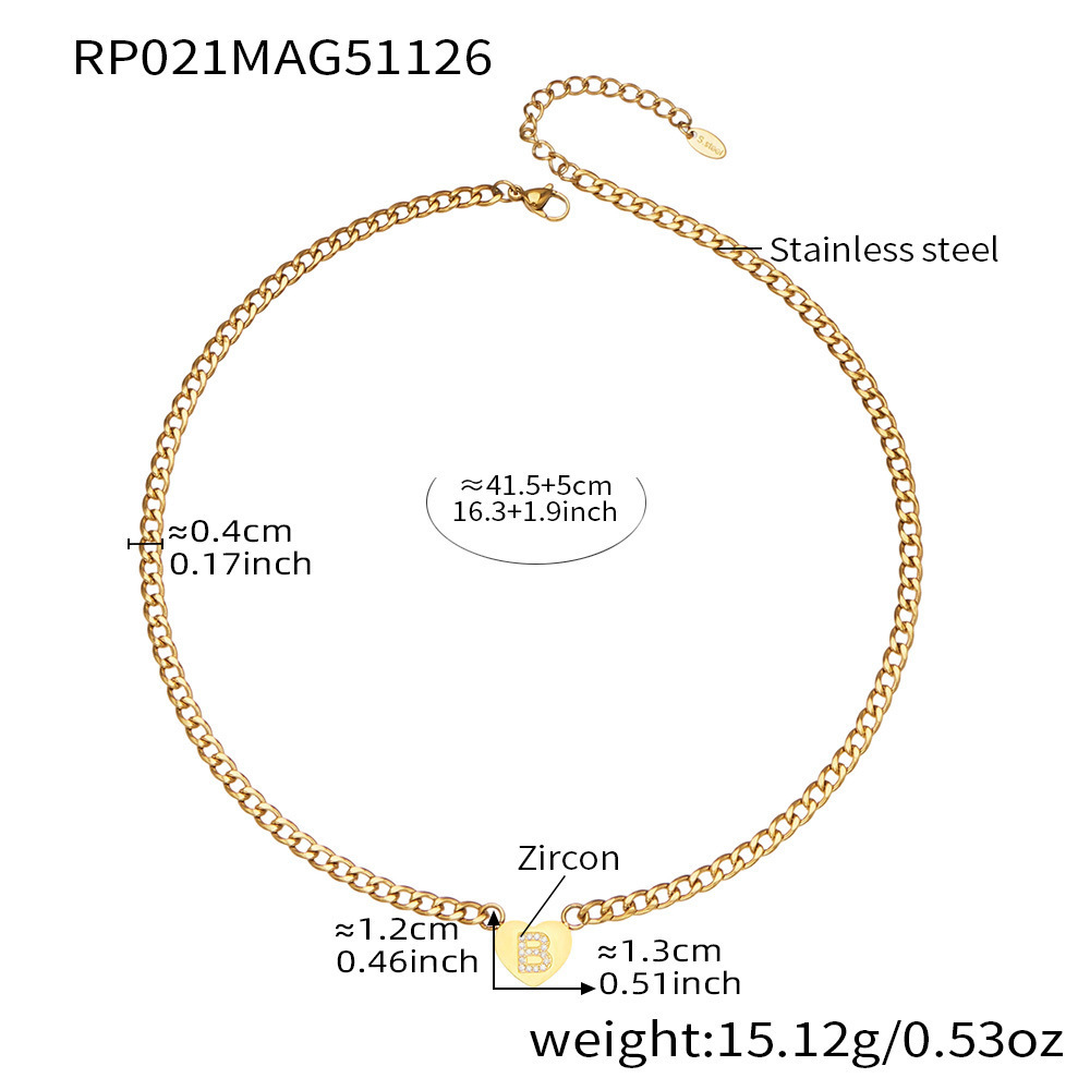 Colliers Pendentifs Pour Femmes En Acier Inoxydable Doré Brillant Avec Pendentif En Forme De Cœur Et Zircon, Étanches Et Anti-Ternissement 