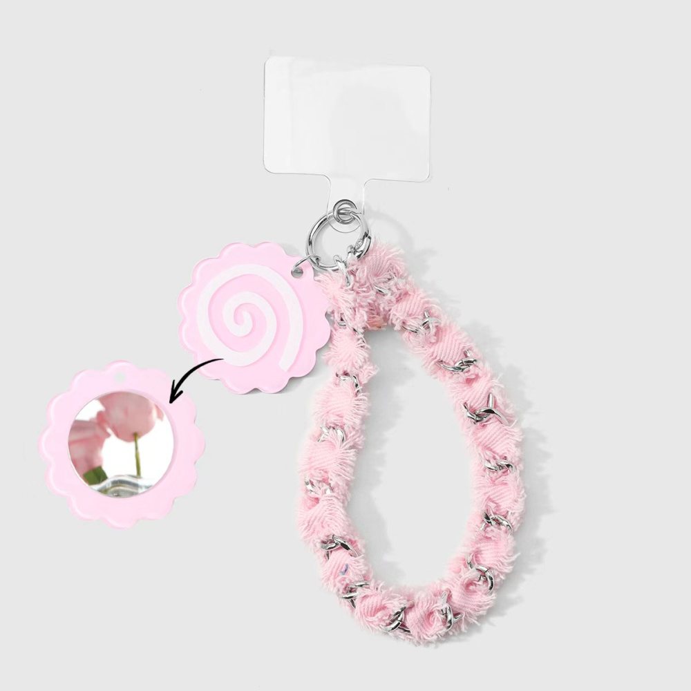 Chaîne De Téléphone Pour Femme Avec Pendentif En Forme De Cœur, D'Étoile Et De Fleur Rose, En Acrylique Et Miroir. h5Image8