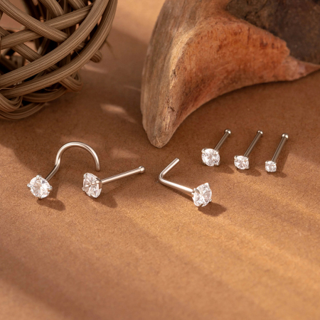 Piercing de nez minimaliste en acier inoxydable, étanche et orné de zircon, pour femme. 2