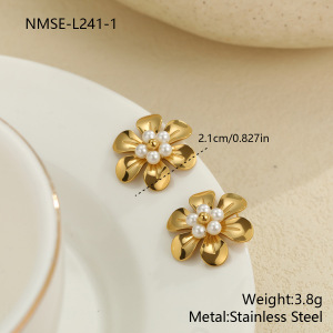 Boucles D'Oreilles Puces Pour Femmes, Luxueuses, En Acier Inoxydable Doré, Imperméables Et Anti-Ternissement, Avec Motif Floral Ajouré En Forme De Feuille. h5 