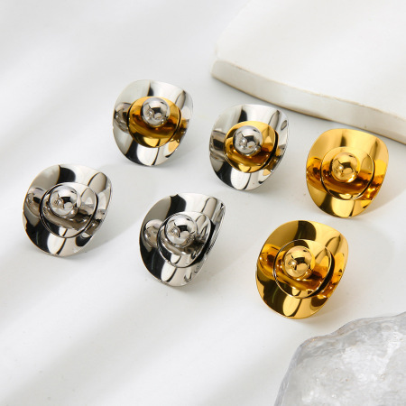 1 paire de boucles d'oreilles puces pour femme, en acier inoxydable imperméable, couleur or, de forme simple et irrégulière