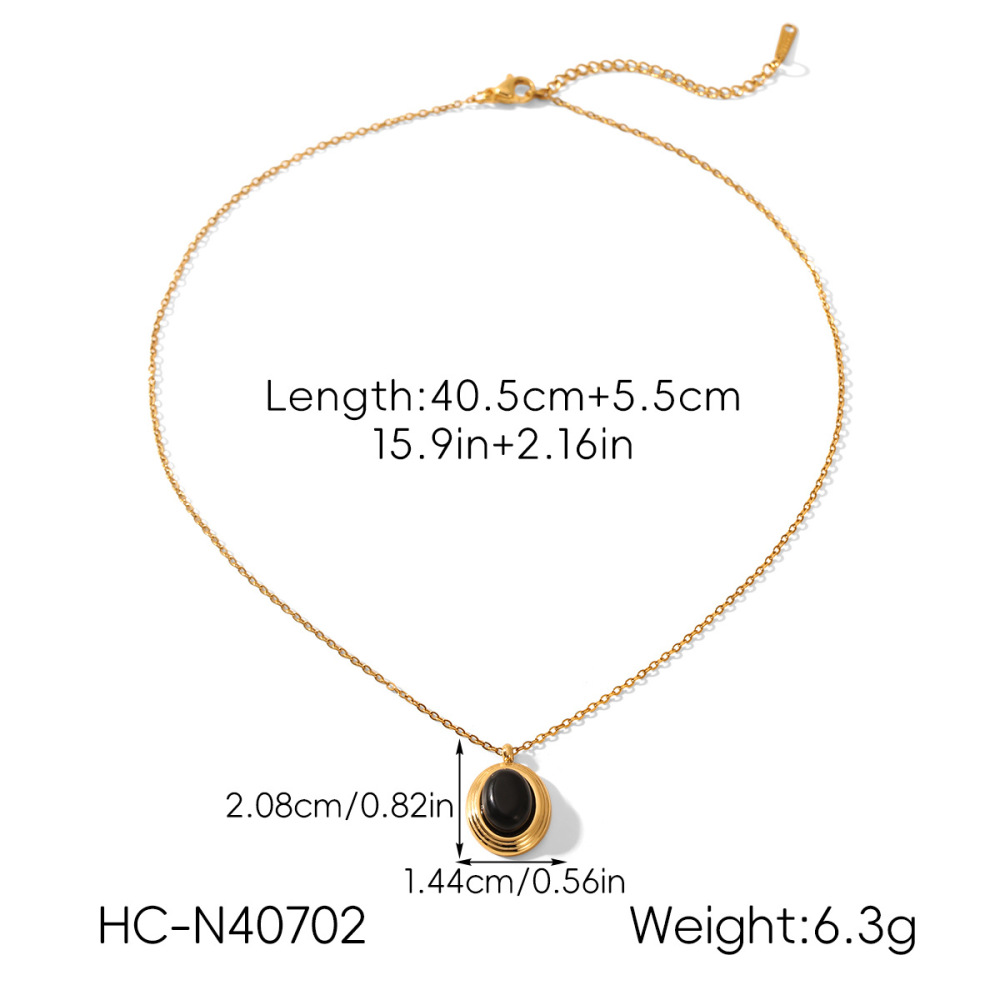 Collier Pendentif Femme En Acier Inoxydable, 1 Pièce, Étanche, Anti-Ternissement Et Pierre Naturelle Image2