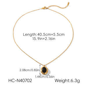 Collier Pendentif Femme En Acier Inoxydable, 1 Pièce, Étanche, Anti-Ternissement Et Pierre Naturelle h5 Image2