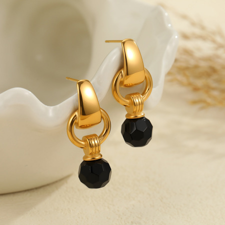 Boucles d'oreilles pendantes pour femme, de forme irrégulière, en acier inoxydable doré, imperméables et anti-ternissement, collection Luxious Series 2