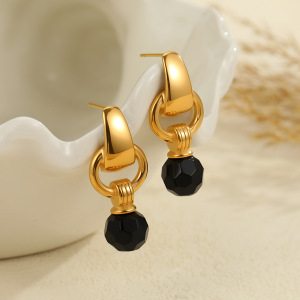 Boucles D'Oreilles Pendantes Pour Femme, De Forme Irrégulière, En Acier Inoxydable Doré, Imperméables Et Anti-Ternissement, Collection Luxious Series h5 Image2