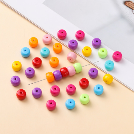 Perles en acrylique de couleur unie pour la création de bijoux en perles d'abaque à faire soi-même 2